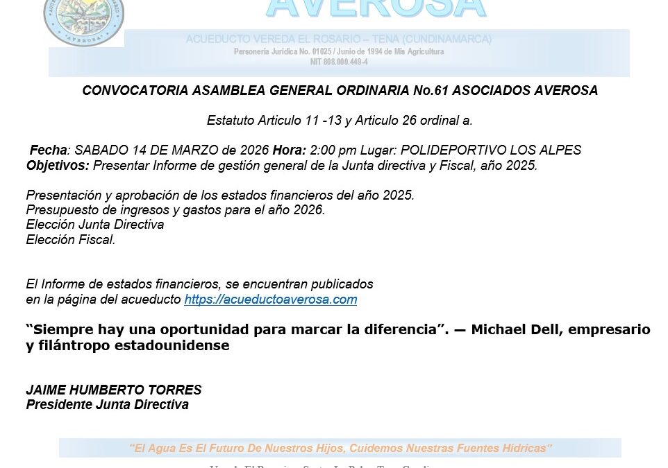 Convocatoria – Asamblea General de Asociados No. 61